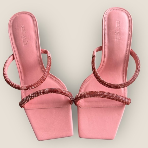 Cult Gaia | Rhinestone-Embellished 50mm Sandals | Size 36 | Pink - Picture 3 of 15